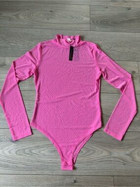Nylon Apparel Hot Pink Rhinestone Mesh Bodysuit – NWT – Size Large